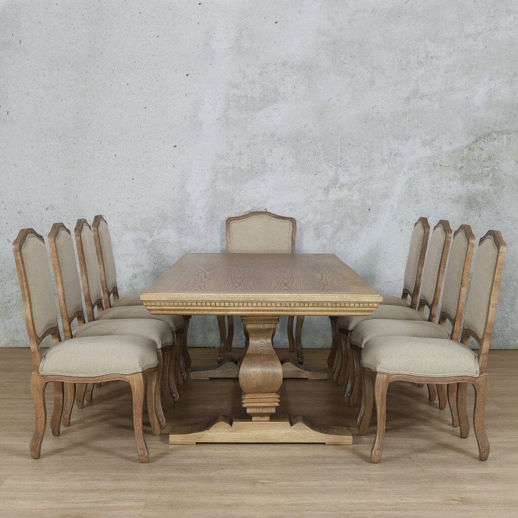 Belmont Fluted Wood Top & Duke 10 Seater Dining Set Dining room set Leather Gallery  Antique Natural Oak 