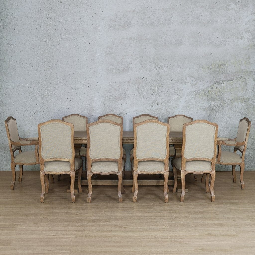 Belmont Fluted Wood Top & Duke 10 Seater Dining Set Dining room set Leather Gallery  Antique Natural Oak 