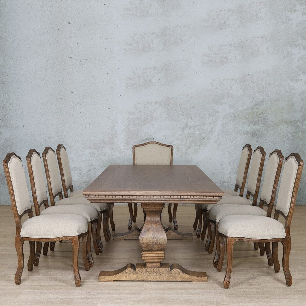 Belmont Fluted Wood Top & Duke 10 Seater Dining Set Dining room set Leather Gallery  Antique Dark Oak 