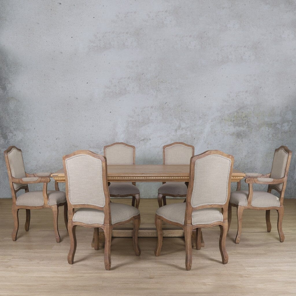 Belmont Fluted Wood Top & Duke 6 Seater Dining Set Dining room set Leather Gallery  Antique Natural Oak 