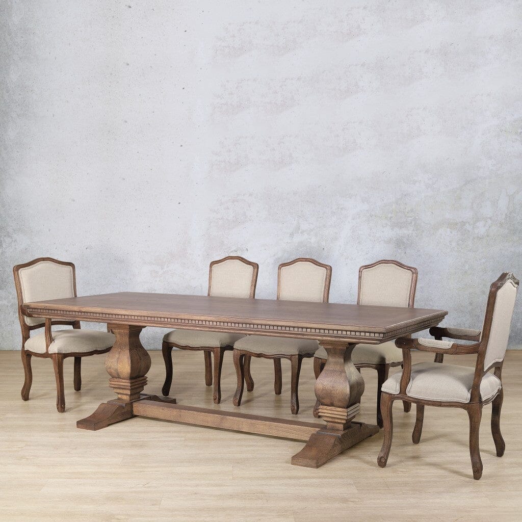 Belmont Fluted Wood Top & Duke 8 Seater Dining Set Dining room set Leather Gallery  Antique Dark Oak 
