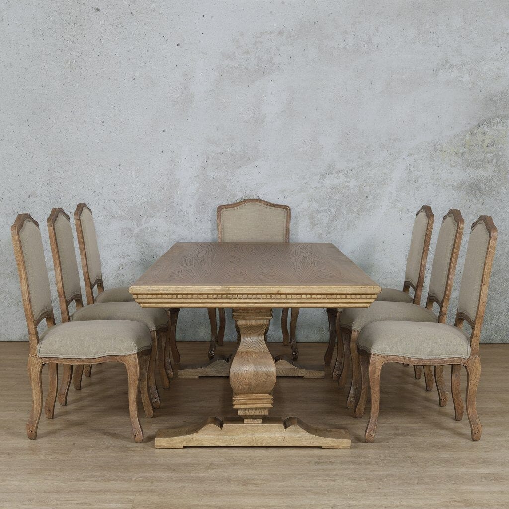 Belmont Fluted Wood Top & Duke 8 Seater Dining Set Dining room set Leather Gallery  Antique Natural Oak 