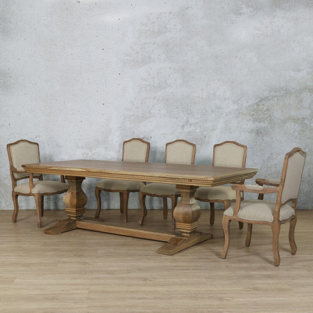 Belmont Fluted Wood Top & Duke 8 Seater Dining Set Dining room set Leather Gallery  Antique Natural Oak 