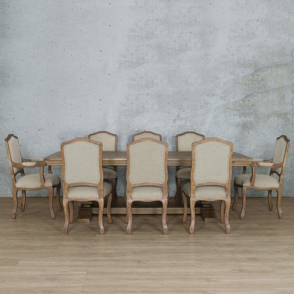 Belmont Fluted Wood Top & Duke 8 Seater Dining Set Dining room set Leather Gallery  Antique Natural Oak 