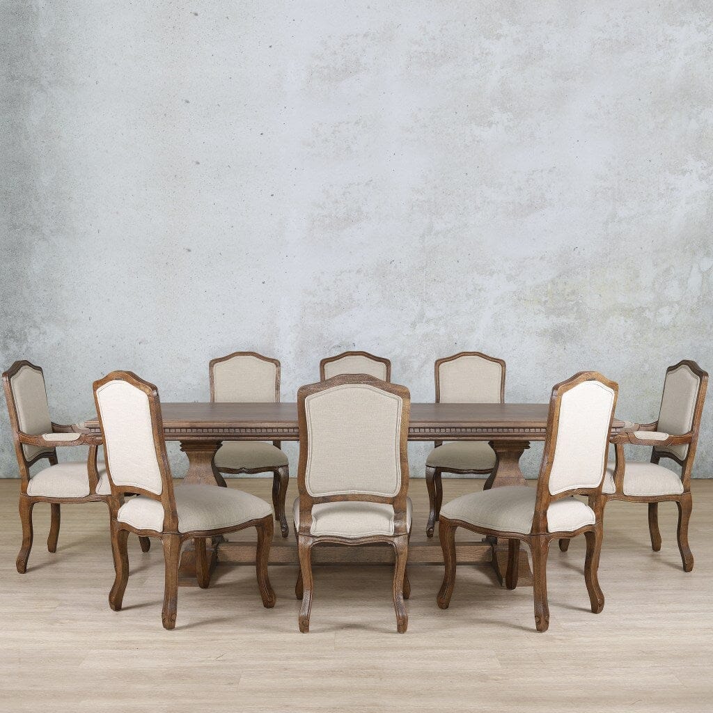 Belmont Fluted Wood Top & Duke 8 Seater Dining Set Dining room set Leather Gallery  Antique Dark Oak 