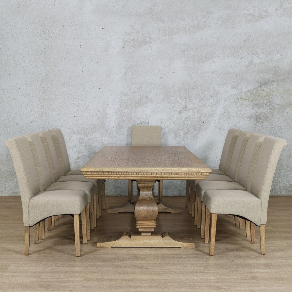 Belmont Fluted Wood Top & Windsor 10 Seater Dining Set Dining room set Leather Gallery  Antique Natural Oak 