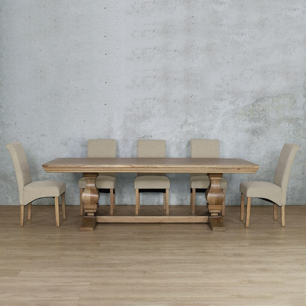 Belmont Fluted Wood Top & Windsor 8 Seater Dining Set Dining room set Leather Gallery Antique Natural Oak 