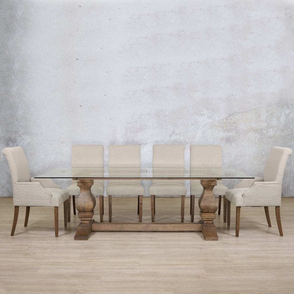 Belmont Glass Top & Baron 10 Seater Dining Set Dining room set Leather Gallery Antique Dark Oak