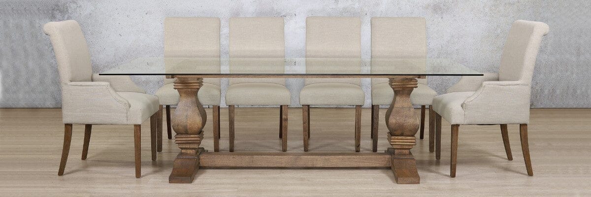 Belmont Glass Top & Baron 10 Seater Dining Set Dining room set Leather Gallery 