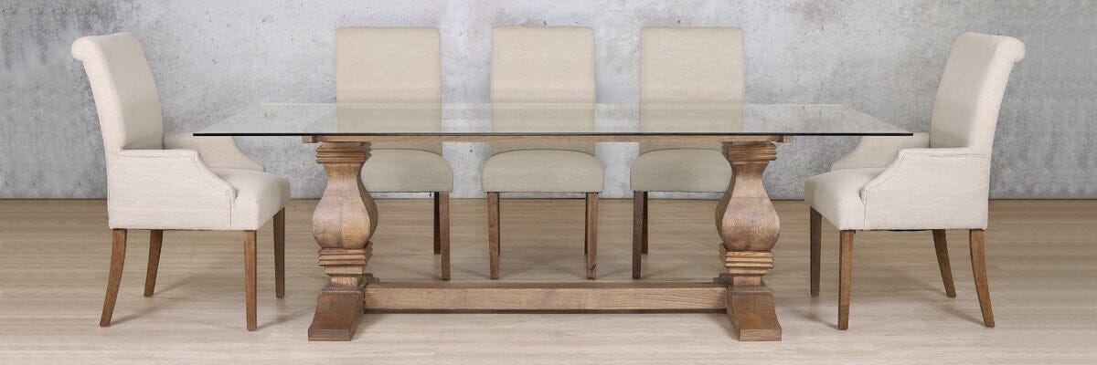 Belmont Glass Top & Baron 8 Seater Dining Set Dining room set Leather Gallery 