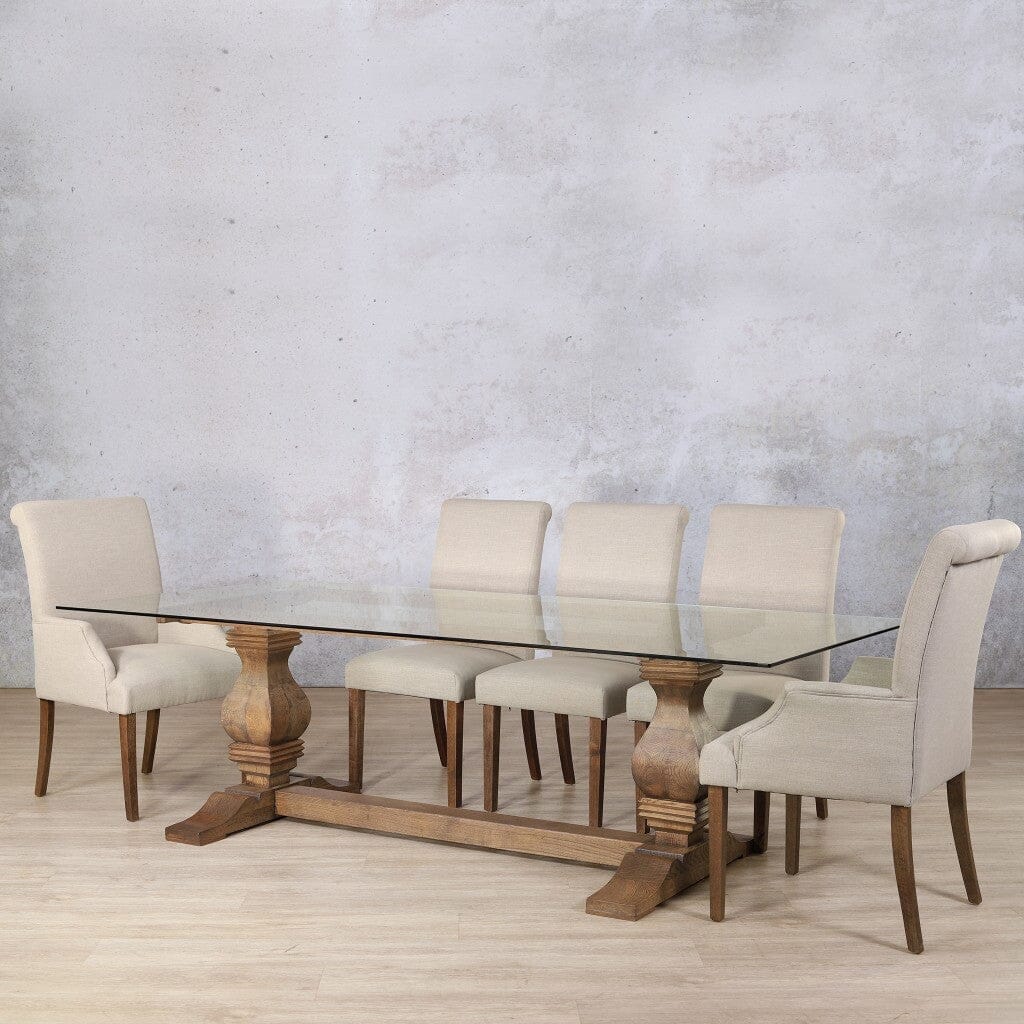 Belmont Glass Top & Baron 8 Seater Dining Set Dining room set Leather Gallery Antique Dark oak