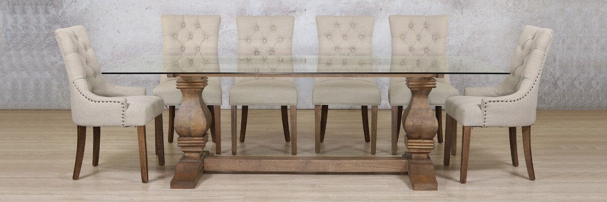 Belmont Glass Top & Duchess 10 Seater Dining Set Dining room set Leather Gallery 