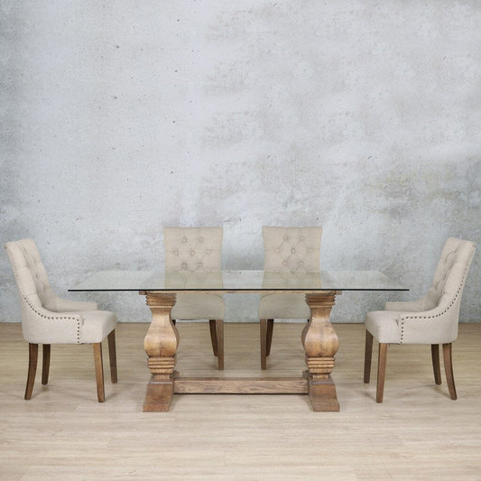 Belmont Glass Top & Duchess 6 Seater Dining Set Dining room set Leather Gallery Antique Dark Oak