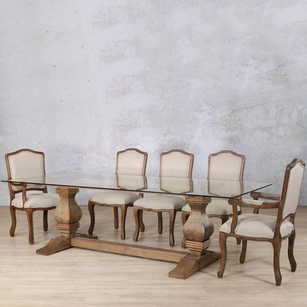 Belmont 8 seat dining table set ideal for spacious dining rooms.   Antique Dark Oak 