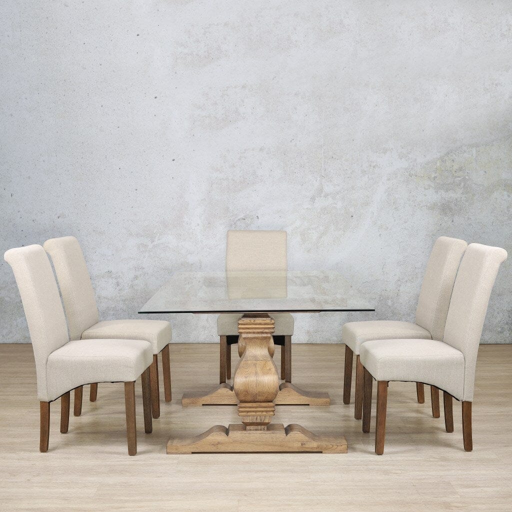 Belmont Glass Top & Windsor 6 Seater Dining Set Dining room set Leather Gallery  Antique Dark Oak 