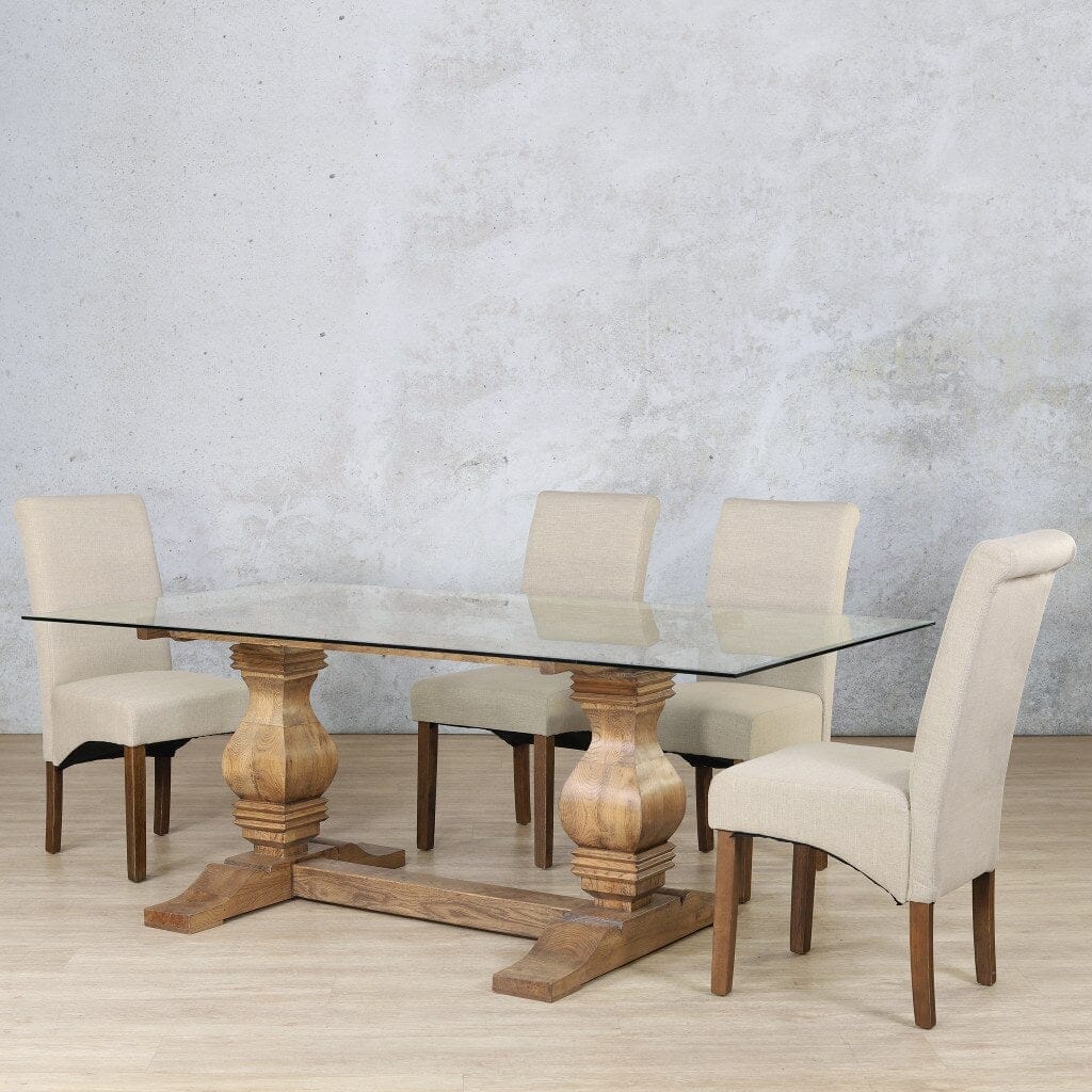 Belmont Glass Top & Windsor 6 Seater Dining Set Dining room set Leather Gallery  Antique Dark Oak 