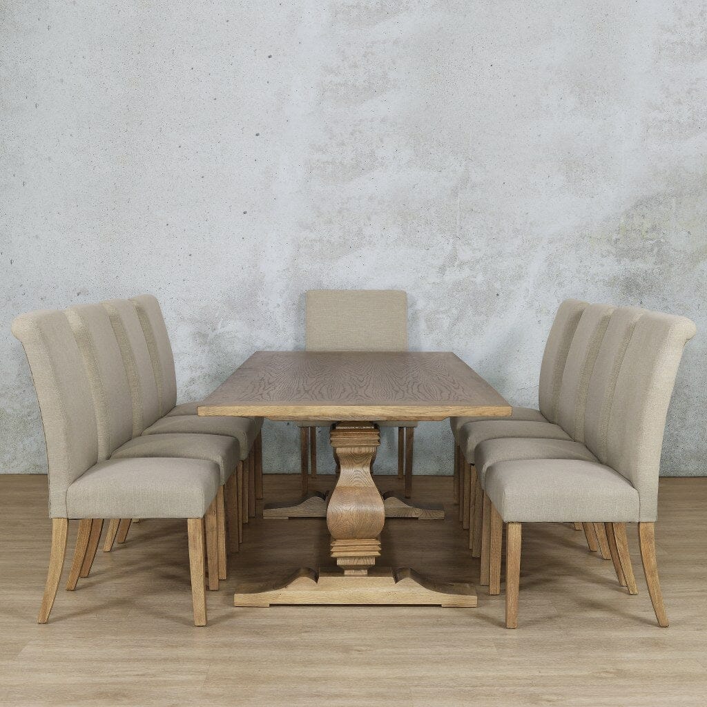 Belmont Wood Top & Baron 10 Seater Dining Set Dining room set Leather Gallery Antique Natural Oak