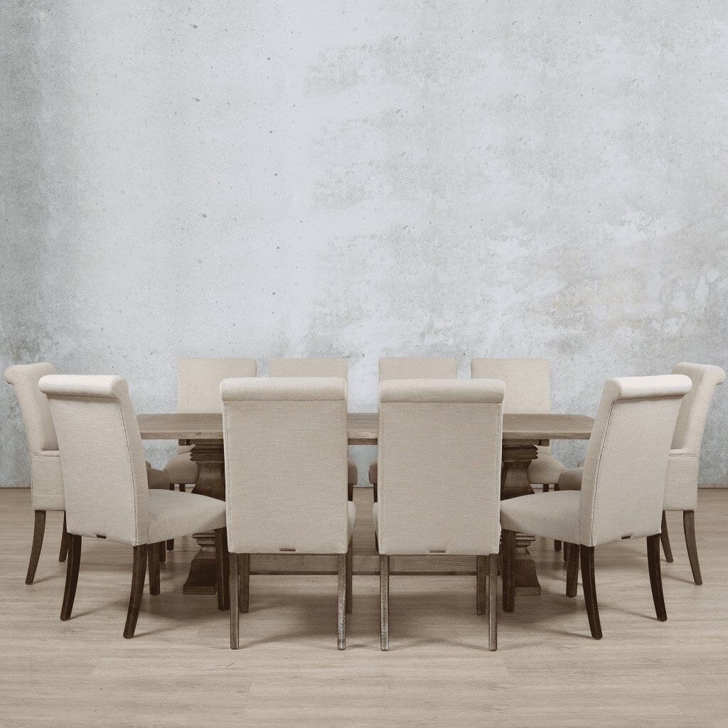 Belmont Wood Top & Baron 10 Seater Dining Set Dining room set Leather Gallery Antique Dark Oak