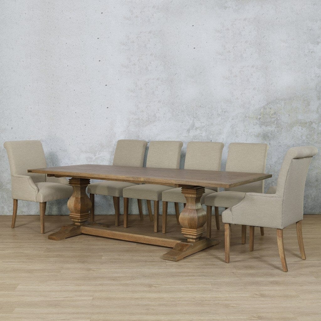 Belmont Wood Top & Baron 10 Seater Dining Set Dining room set Leather Gallery Antique Natural Oak