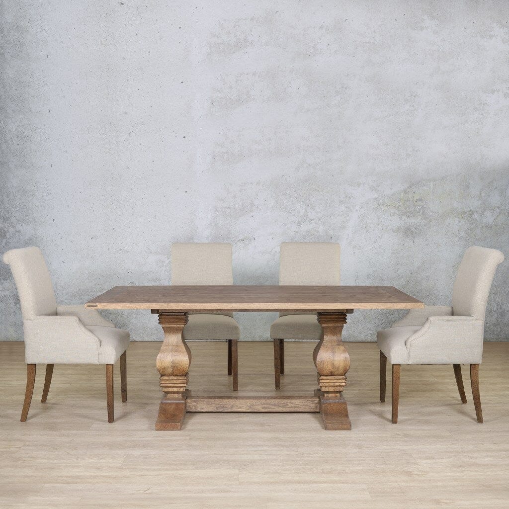 Belmont Wood Top & Baron 6 Seater Dining Set Dining room set Leather Gallery Antique Dark Oak 