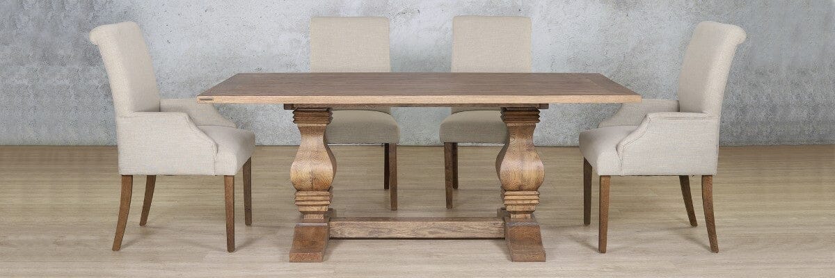 Belmont Wood Top & Baron 6 Seater Dining Set Dining room set Leather Gallery 