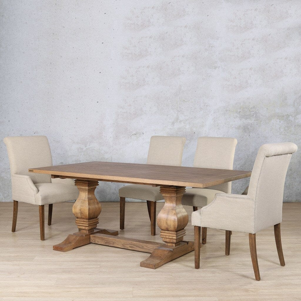 Belmont Wood Top & Baron 6 Seater Dining Set Dining room set Leather Gallery Antique Dark oak