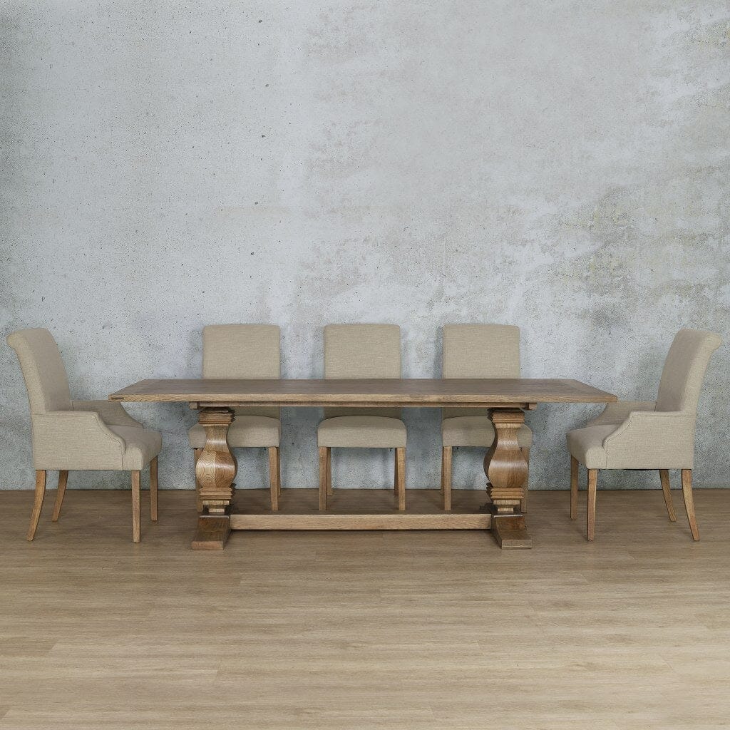 Belmont Wood Top & Baron 8 Seater Dining Set Dining room set Leather Gallery Antique Natural Oak 