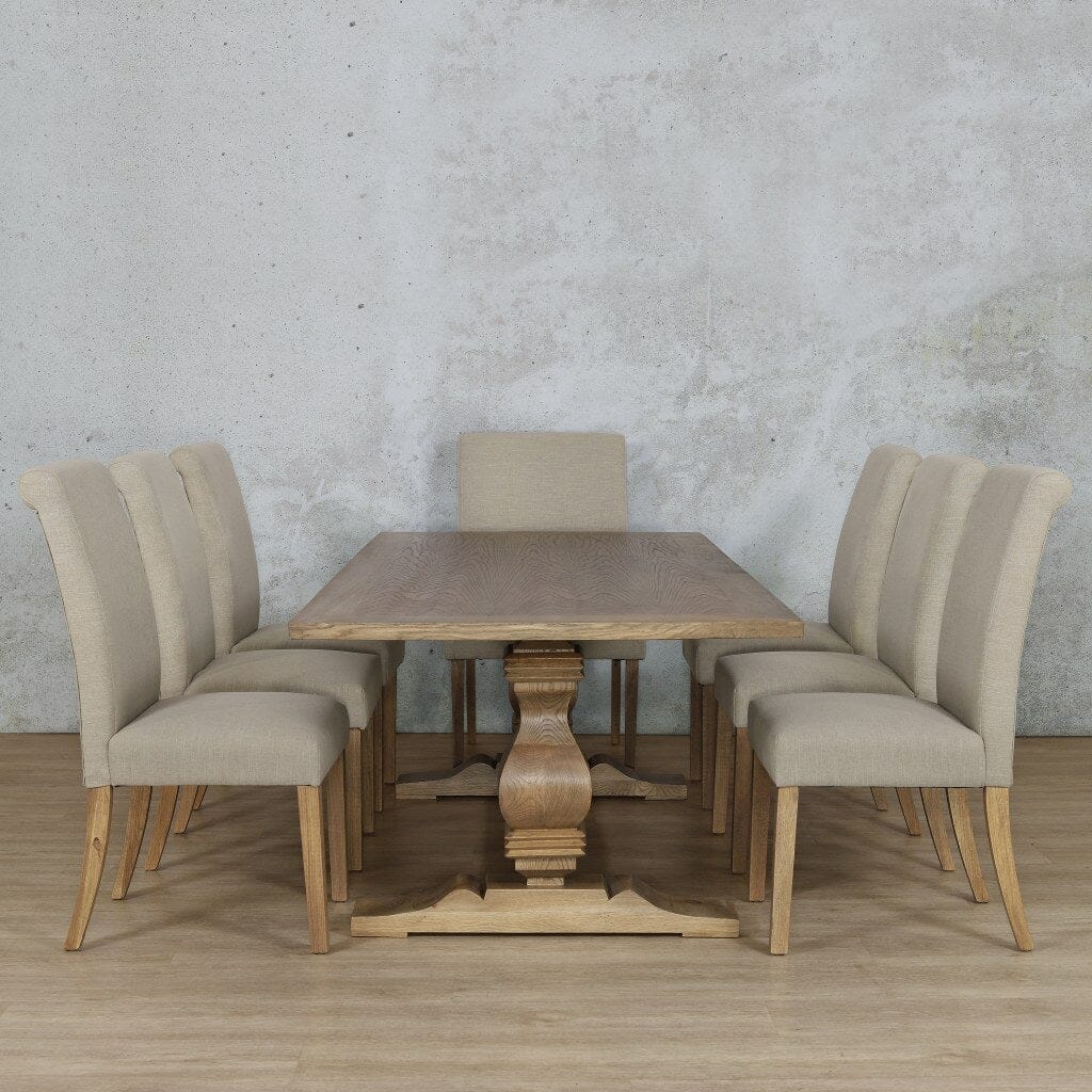 Belmont Wood Top & Baron 8 Seater Dining Set Dining room set Leather Gallery Antique Natural oak