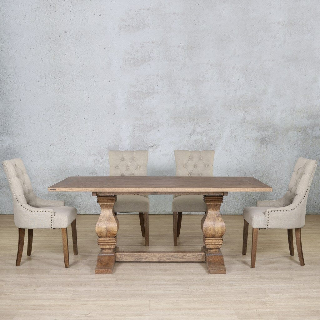 Belmont Wood Top & Duchess 6 Seater Dining Set Dining room set Leather Gallery Antique Dark Oak
