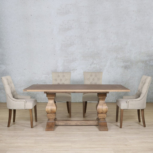 Belmont Wood Top & Duchess 6 Seater Dining Set Dining room set Leather Gallery Antique Dark Oak