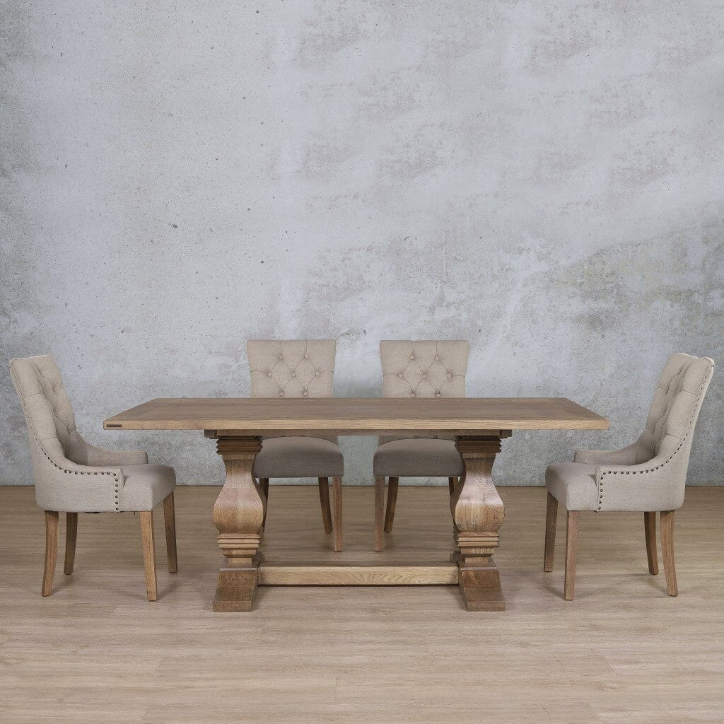 Belmont Wood Top & Duchess 6 Seater Dining Set Dining room set Leather Gallery Antique Natural Oak