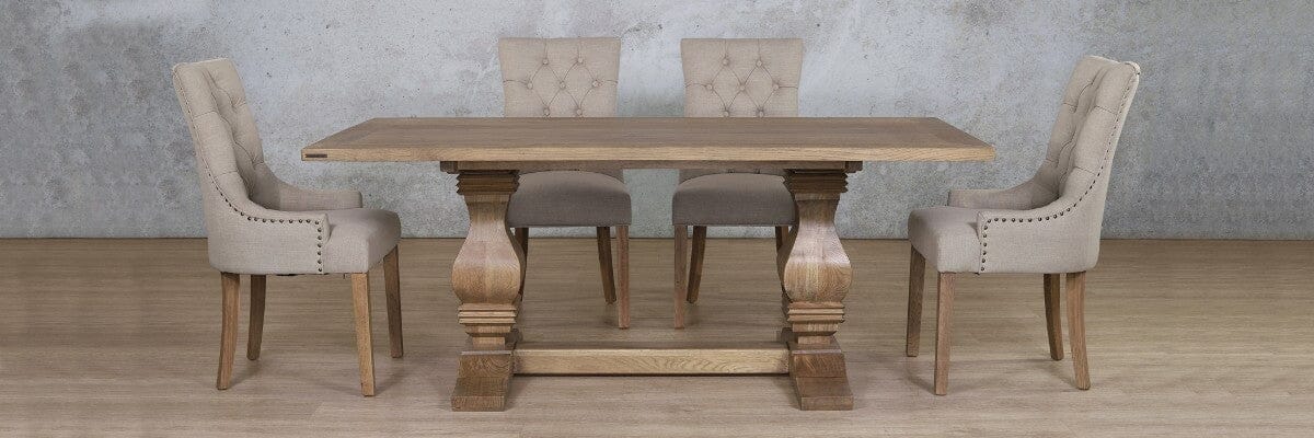 Belmont Wood Top & Duchess 6 Seater Dining Set Dining room set Leather Gallery 