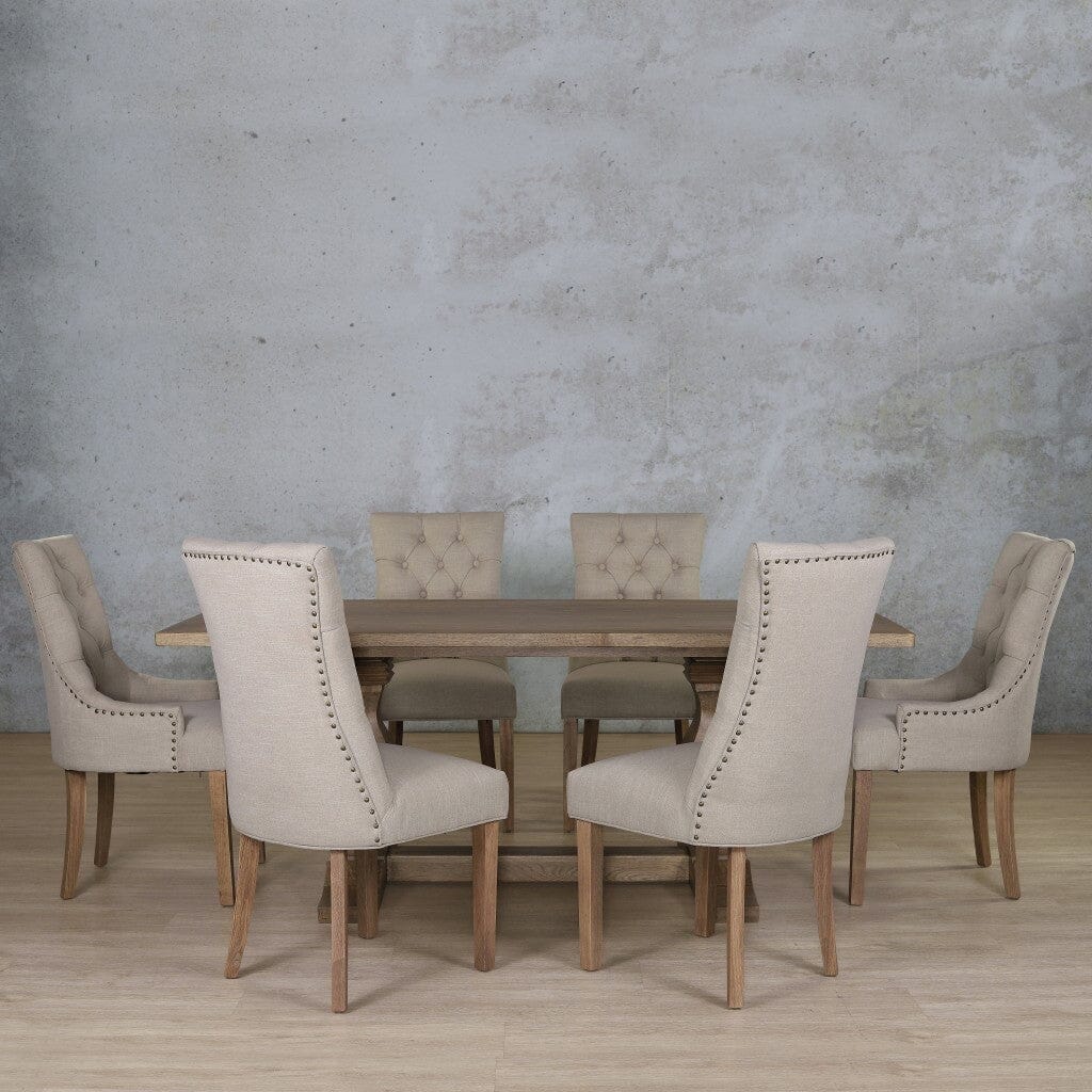 Belmont Wood Top & Duchess 6 Seater Dining Set Dining room set Leather Gallery