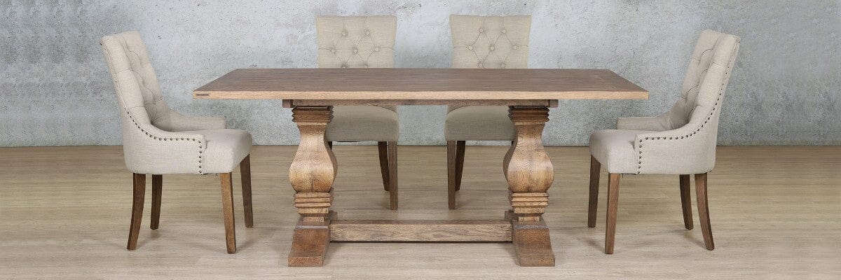 Belmont Wood Top & Duchess 6 Seater Dining Set Dining room set Leather Gallery 
