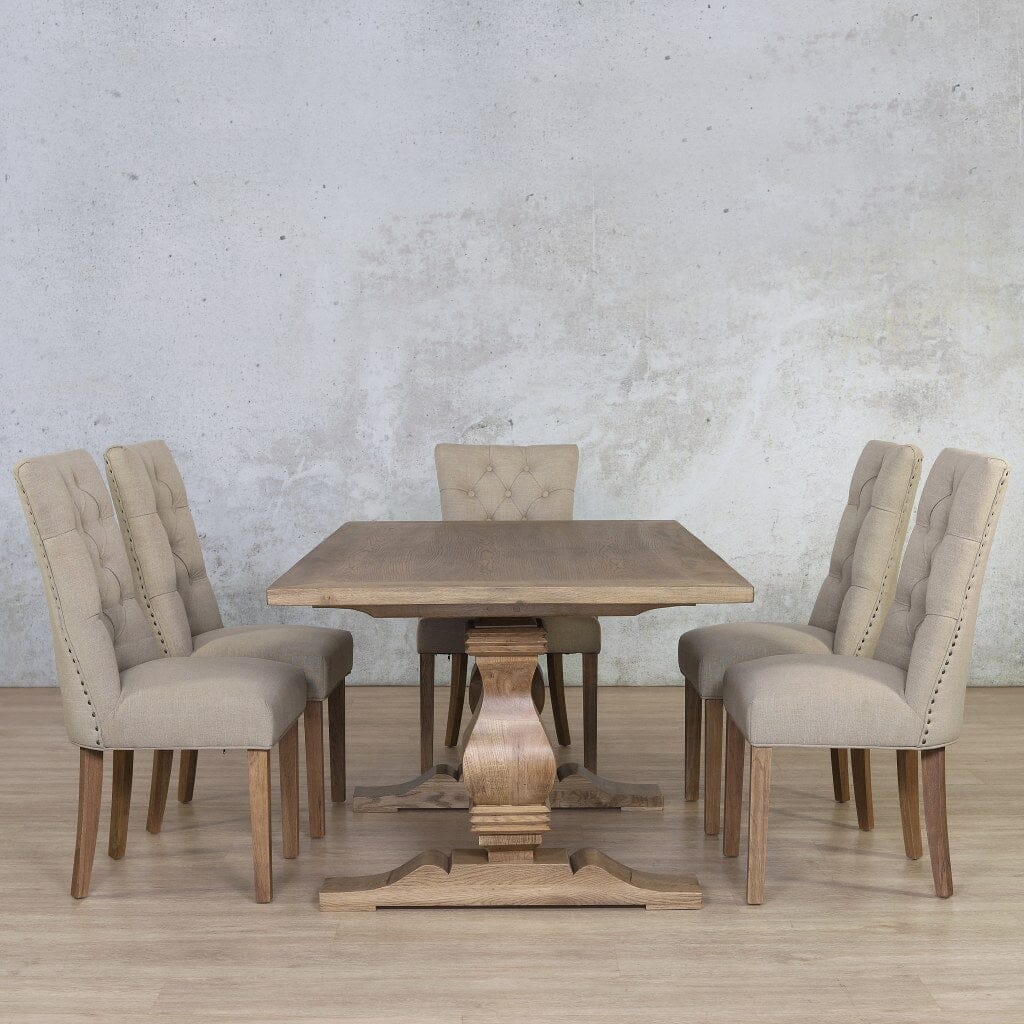 Belmont Wood Top & Duchess 6 Seater Dining Set Dining room set Leather Gallery 