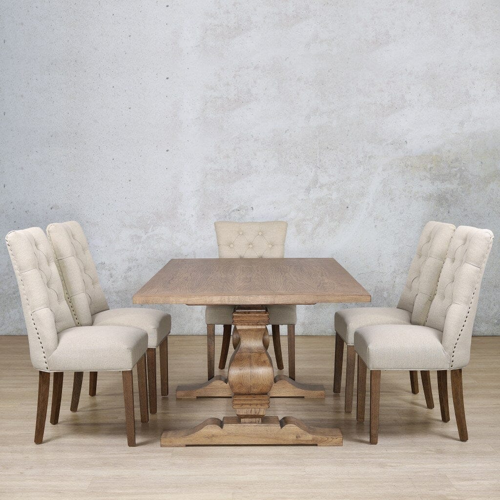 Belmont Wood Top & Duchess 6 Seater Dining Set Dining room set Leather Gallery 