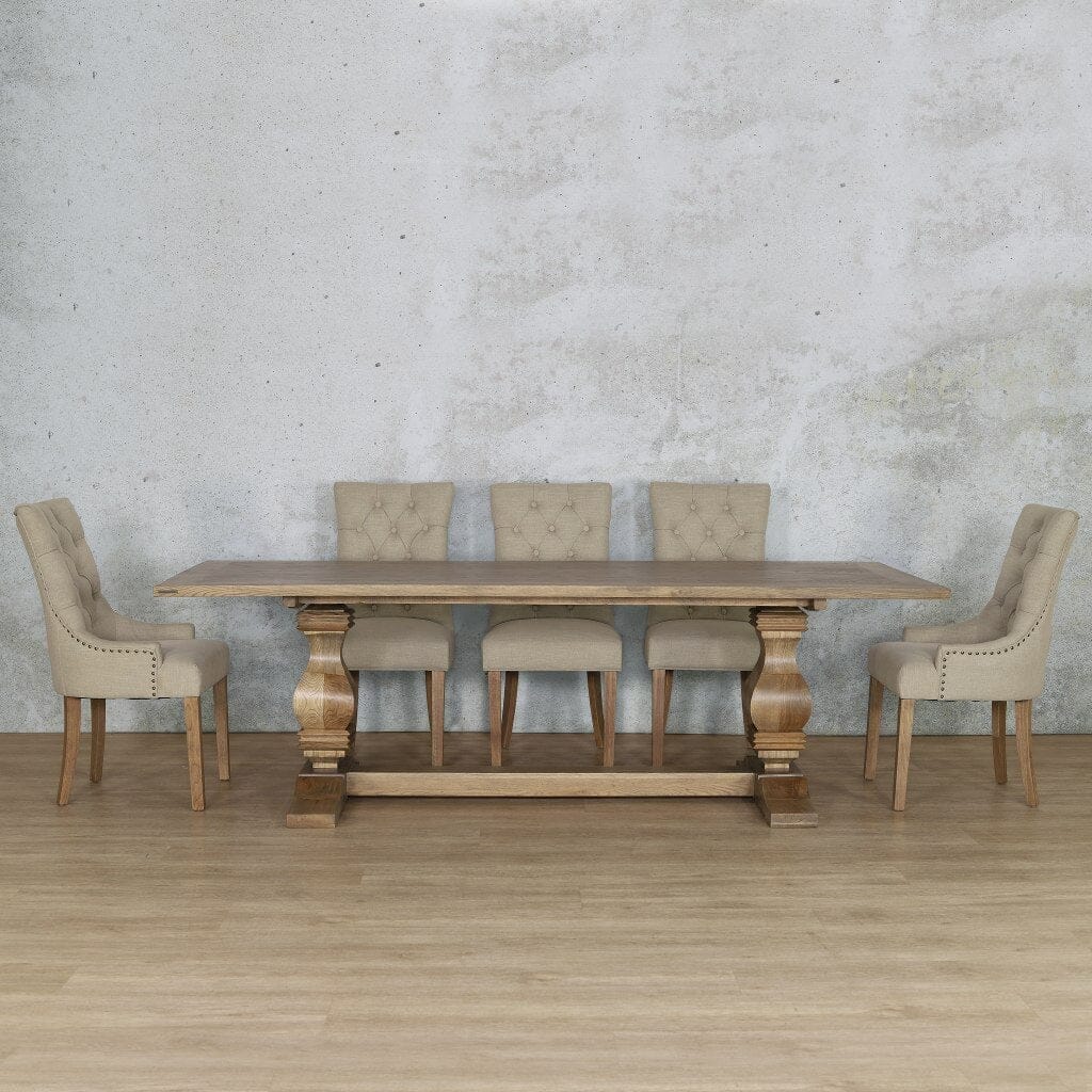 Belmont Wood Top & Duchess 8 Seater Dining Set Dining room set Leather Gallery Antique Natural Oak 