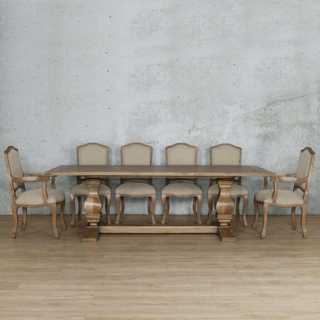 Belmont Wood Top & Duke 10 Seater Dining Set Dining room set Leather Gallery Antique Natural Oak 