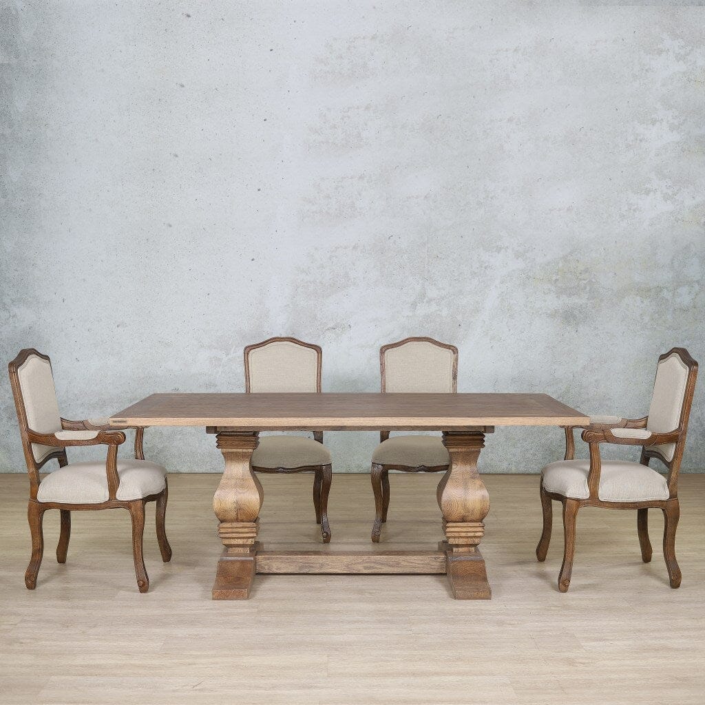 Belmont Wood Top & Duke 6 Seater Dining Set Dining room set Leather Gallery Antique Dark Oak 