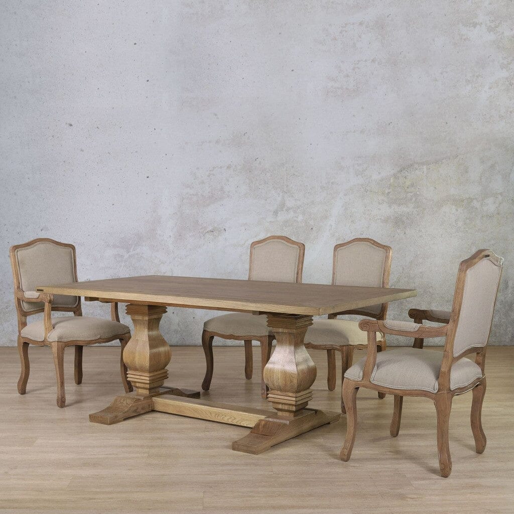 Belmont Wood Top & Duke 6 Seater Dining Set Dining room set Leather Gallery  Antique Natural Oak 