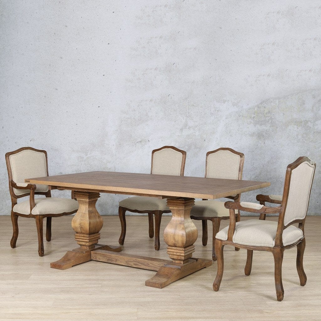 Belmont Wood Top & Duke 6 Seater Dining Set Dining room set Leather Gallery  Antique Dark Oak 