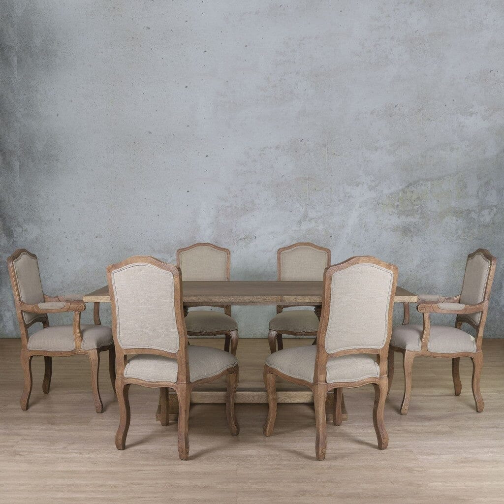 Belmont Wood Top & Duke 6 Seater Dining Set Dining room set Leather Gallery  Antique Natural Oak 