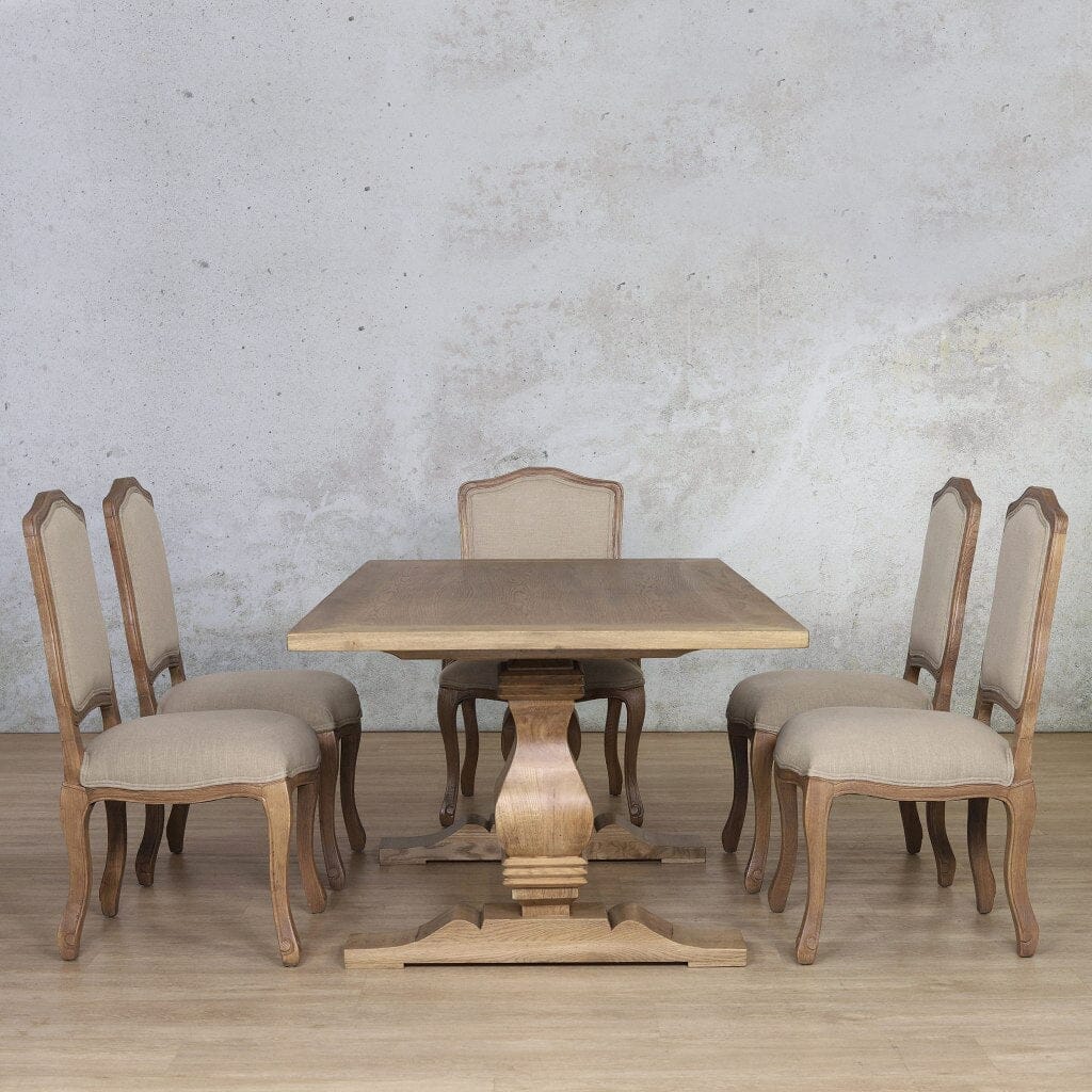 Belmont Wood Top & Duke 6 Seater Dining Set Dining room set Leather Gallery  Antique Natural Oak 