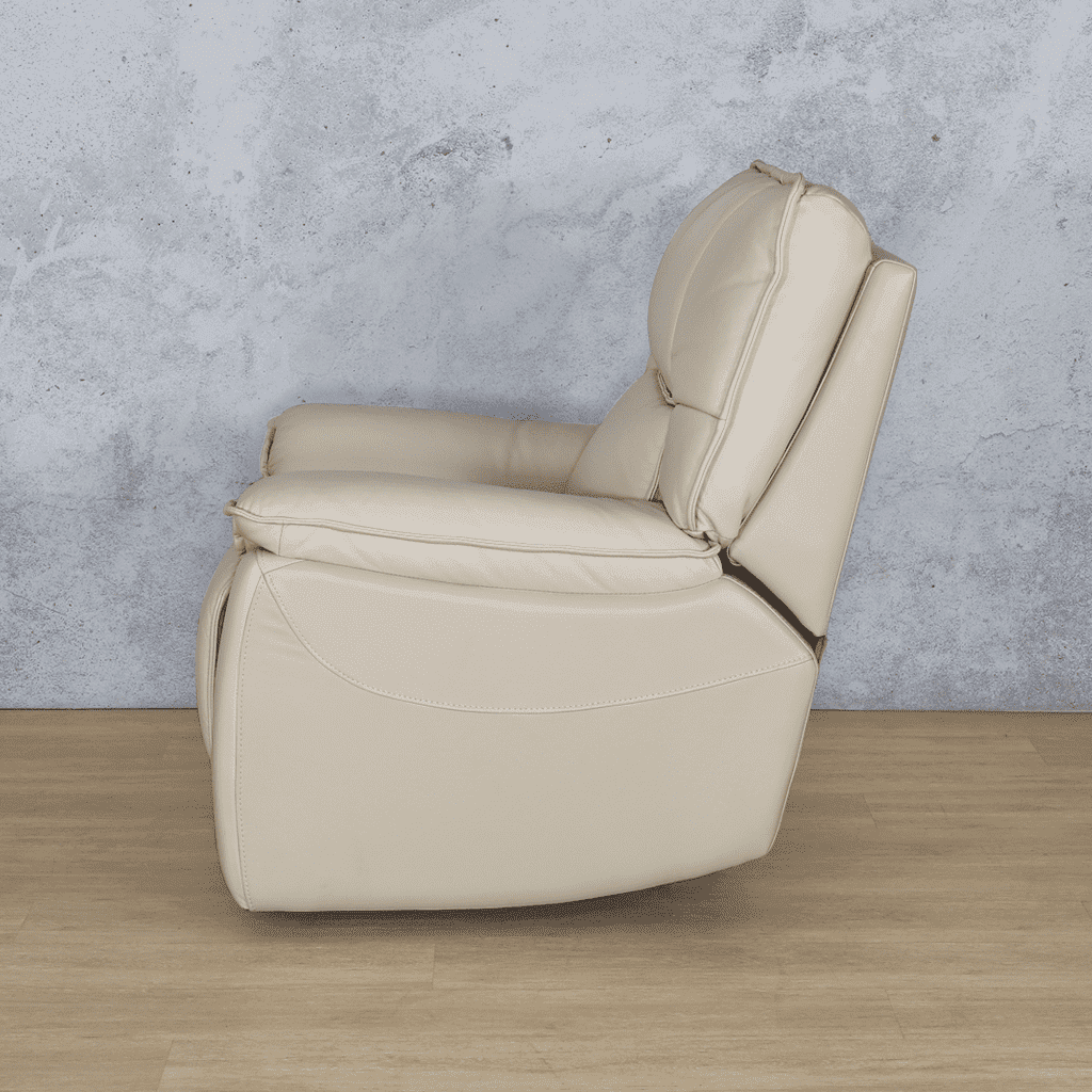 Bentley 1 seater leather recliner chair beige - side view | Leather Recliner, recliner chairs, Beige-G