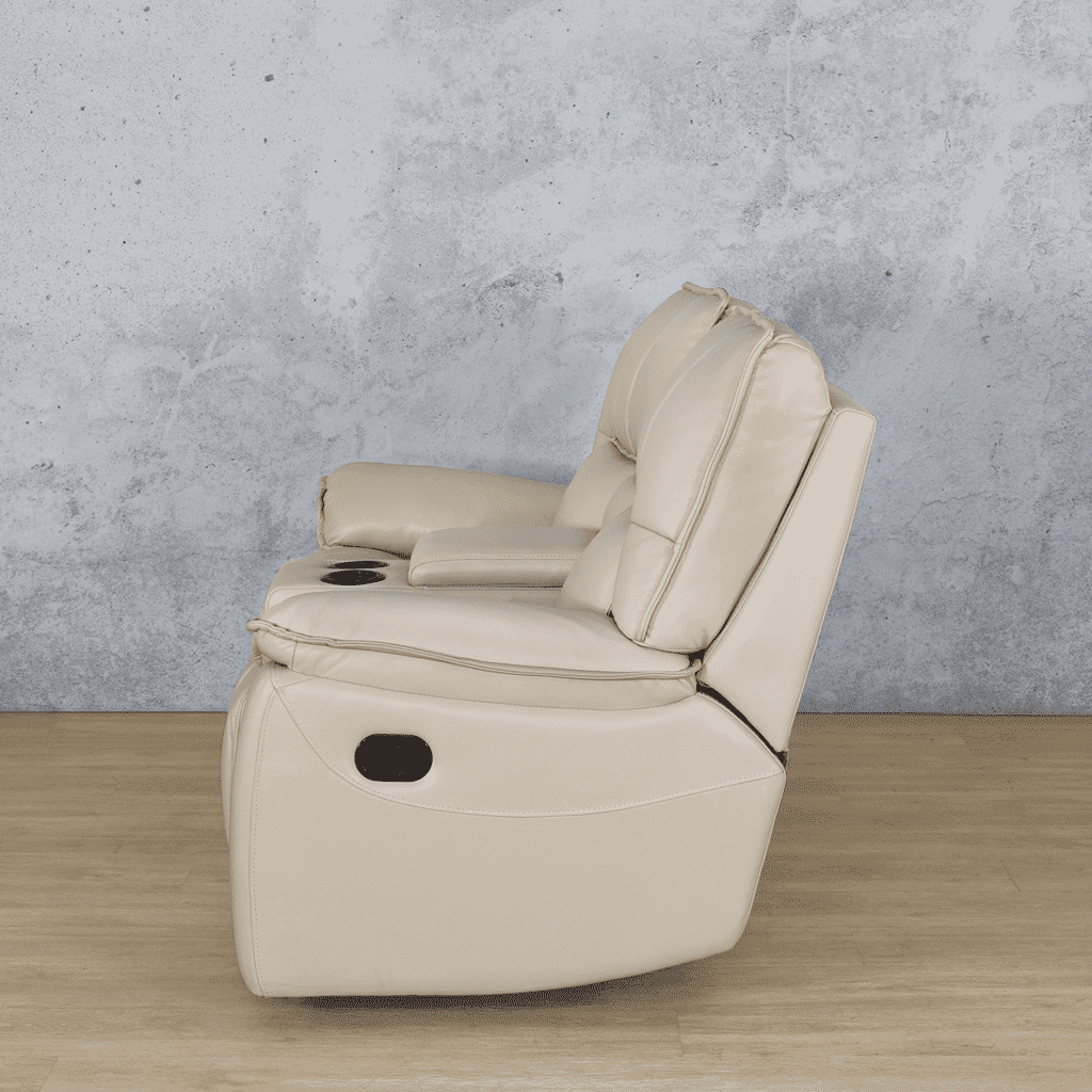 Front view of Bentley 2 seater Leather Home Theatre Recliner - beige | Leather Recliner, recliner couches