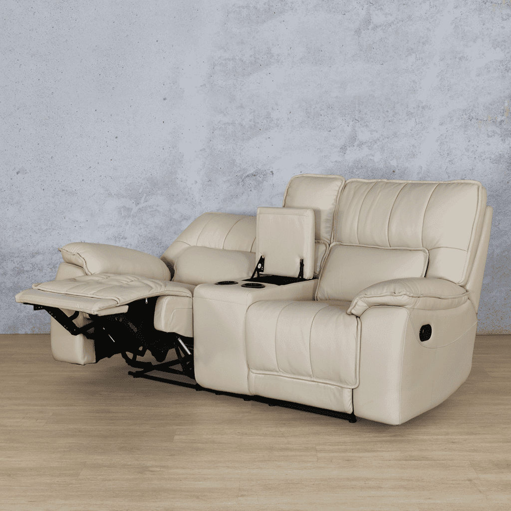Bentley 2 seater Home Theatre Recliner, in a reclined position. | Leather Recliner, recliner couches for sale, 2 seater recliner sofa, Beige-G