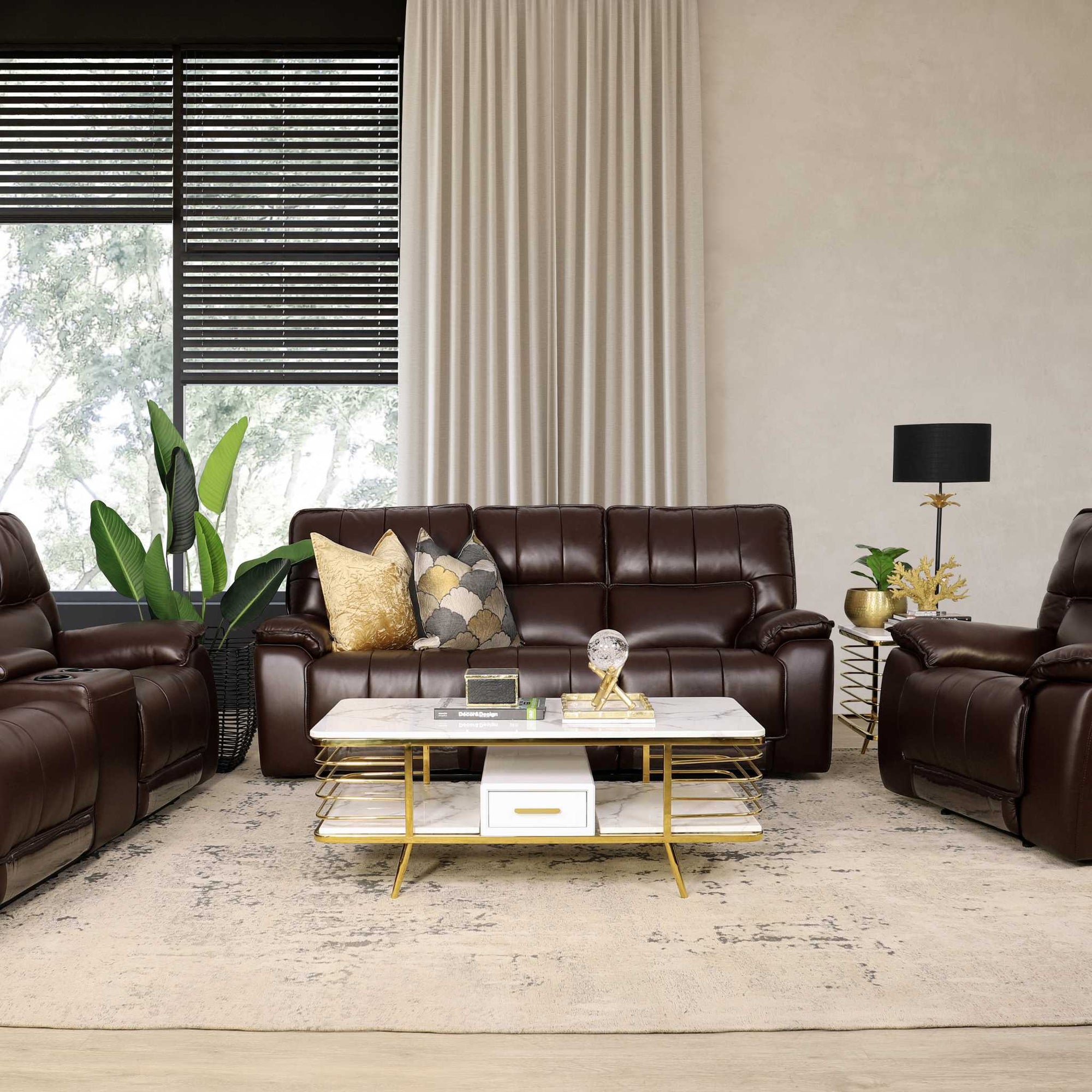 Bentley Home Theatre Suite 3 + 2 + 1- Available on Special Order Plan Only - Leather Recliner choc