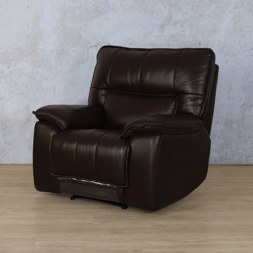 Bentley Full Genuine Leather 1-seater Recliner in Imperial Choc Angle View 