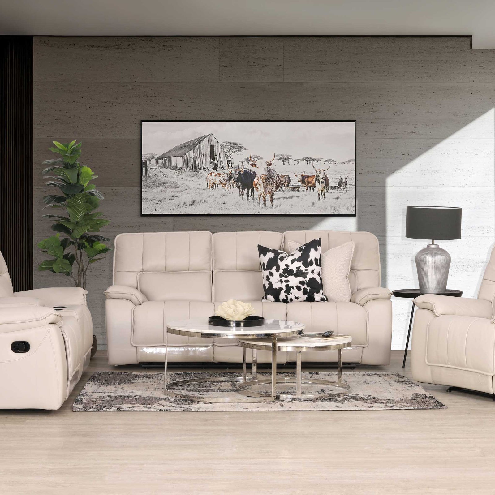 Bentley Home Theatre Suite 3 + 2 + 1- Available on Special Order Plan Only - Leather Recliner beige-g