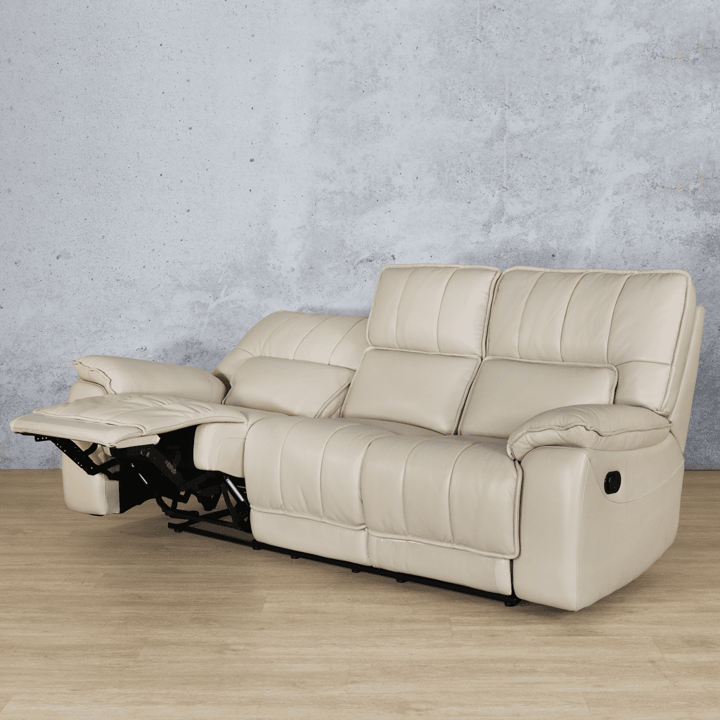 Bentley Leather 3-seater Recliner - beige, angle view | recliner couches, leather recliner, beige recliner, Beige-G